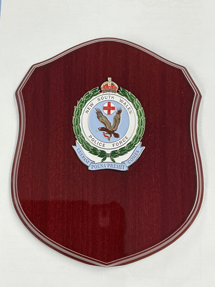 Plaque - NSWPF Timber Shield with Kings Crown Logo