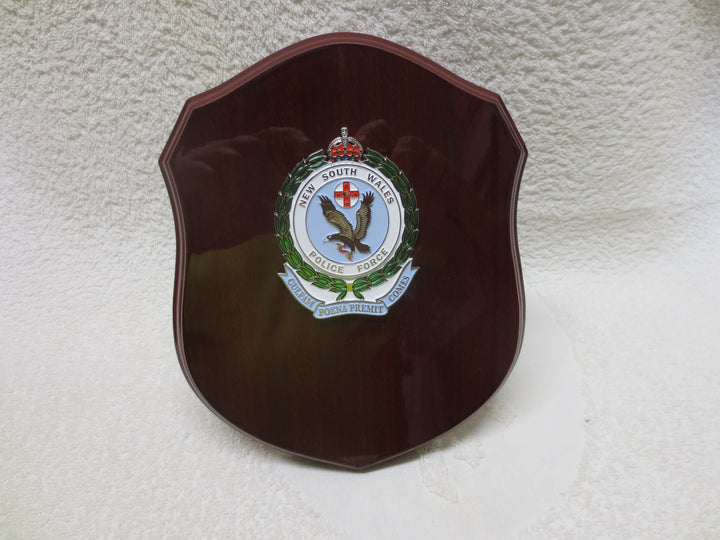 Plaque - NSW Police Force Timber Shield with Kings Crown Logo